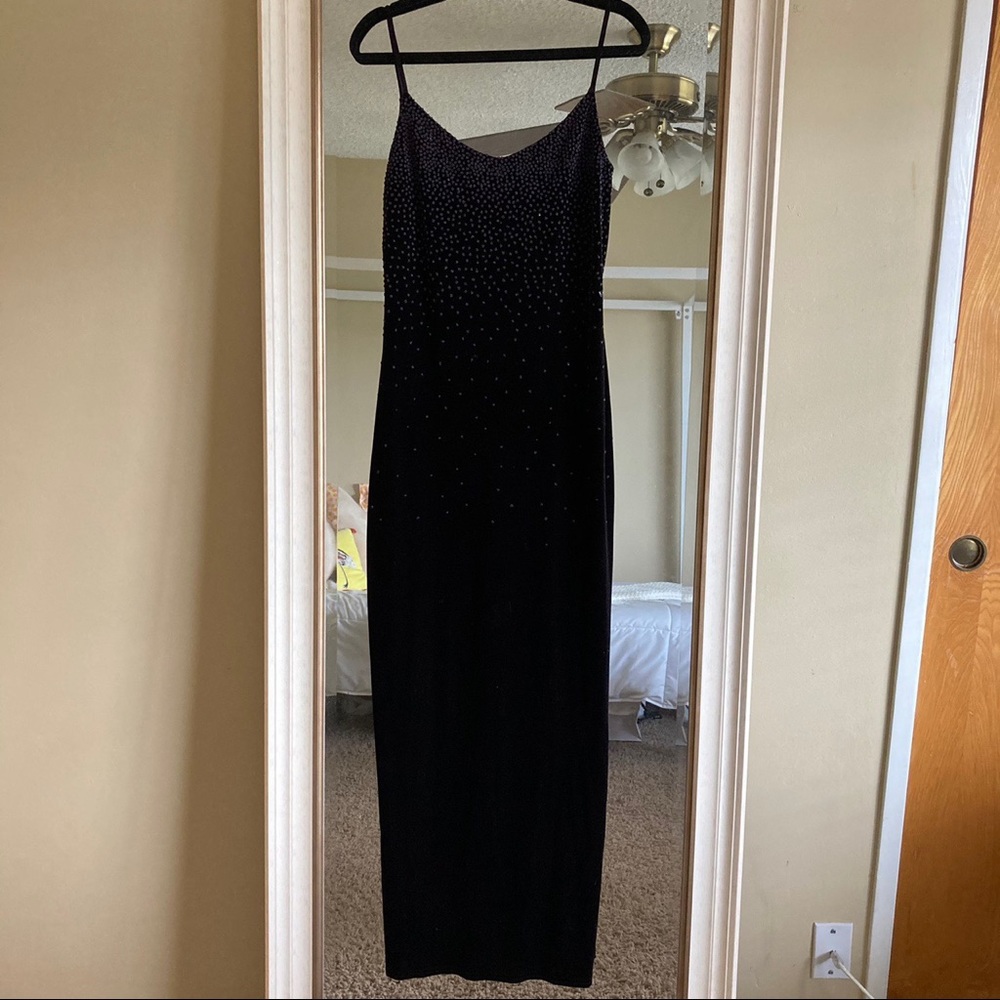 Vintage City Triangles beaded velvet dress.